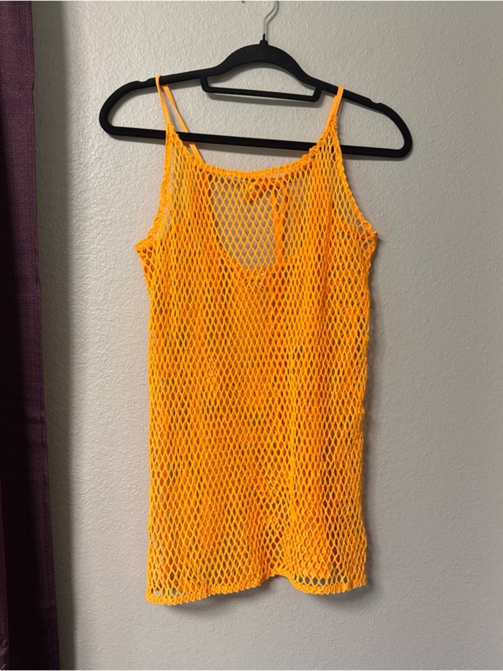 #827 Boutique Leon Orange Mesh tank Top Size Small